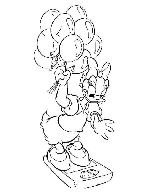 Desenho De Disney Margarida e balões Para Colorir