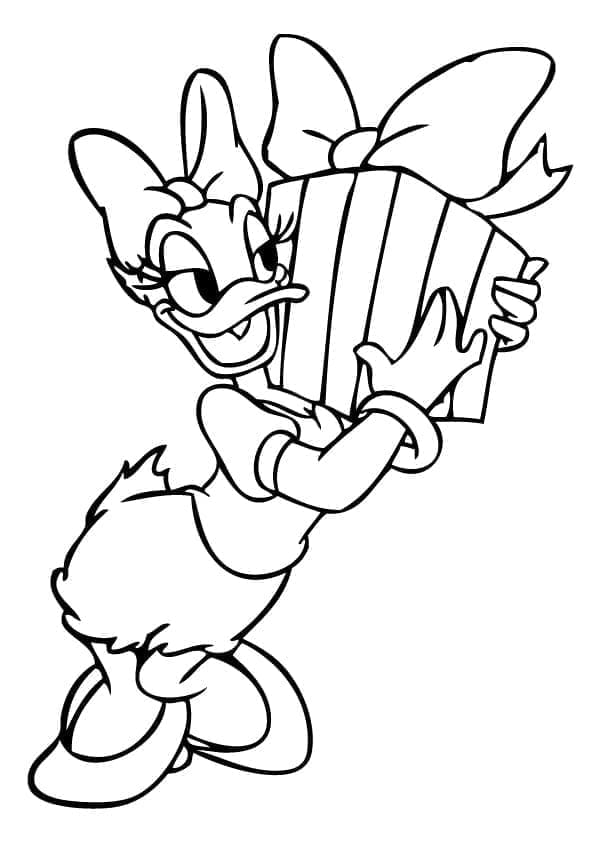 Desenho De Disney Margarida e Presente Para Colorir