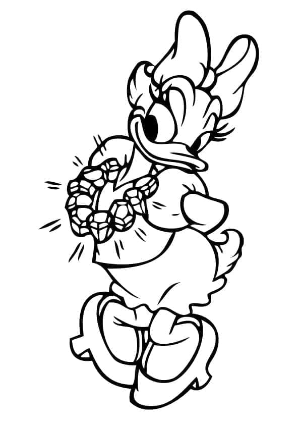 Desenho De Margarida Pata e Diamantes Para Colorir