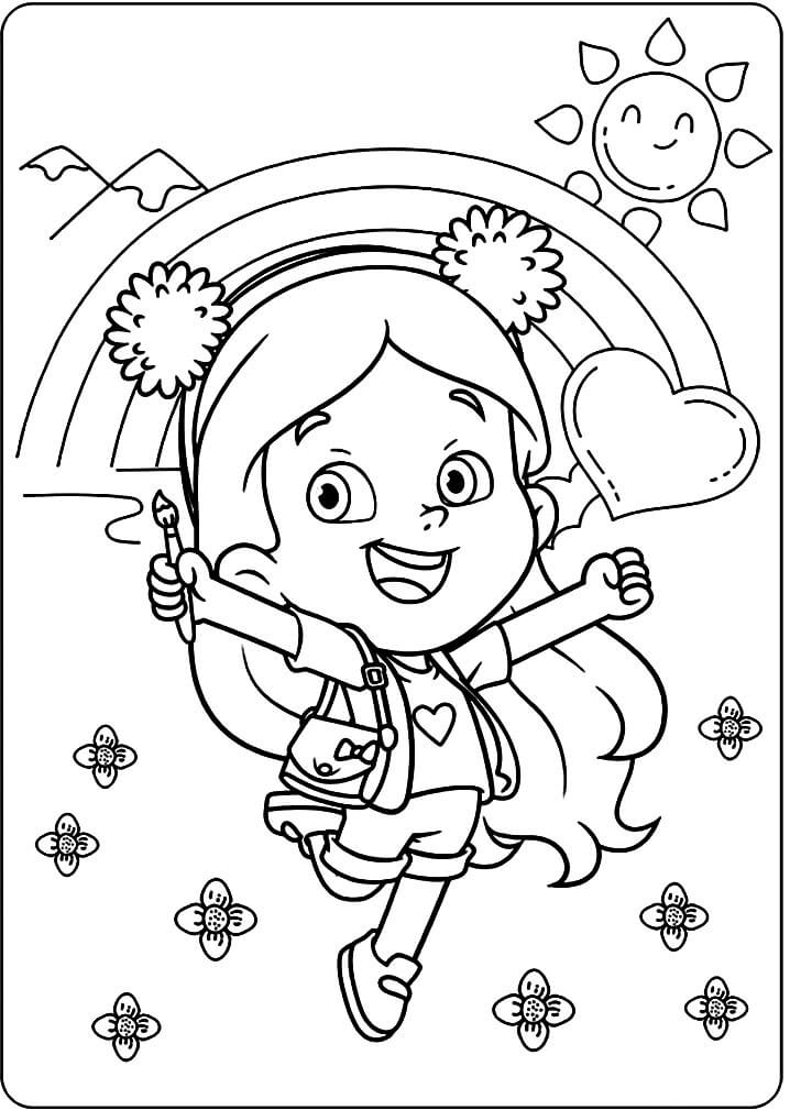 Desenho de Maria Clara Brincando no Jardim para Colorir