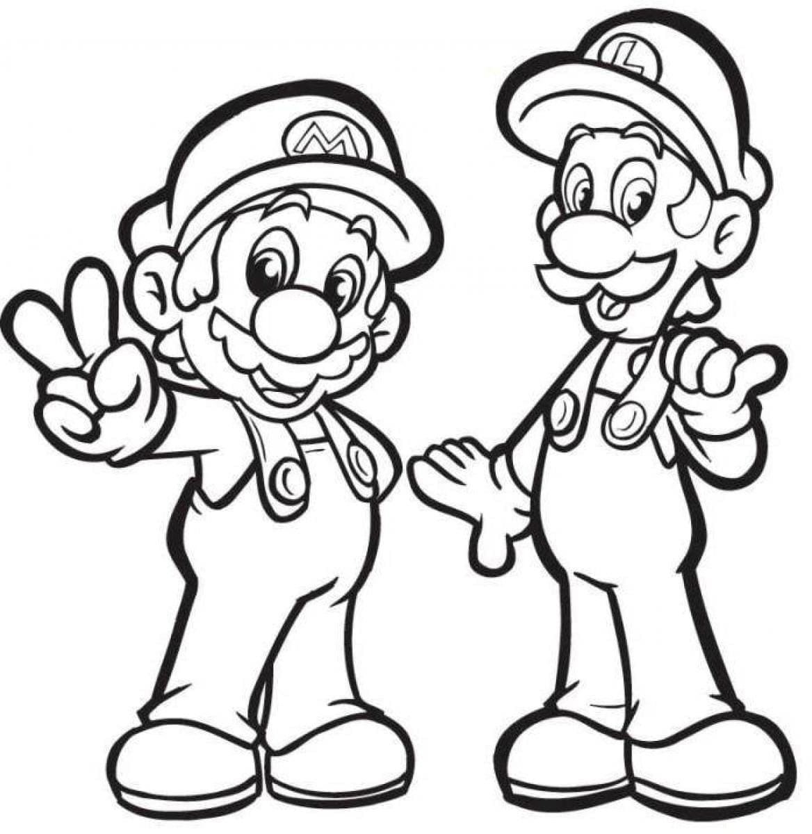 Desenho De adoráveis mário e Luigi Para Colorir