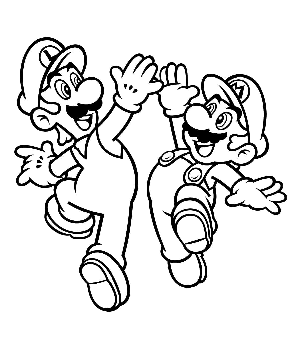 Desenho De mário e Luigi Felizes Para Colorir
