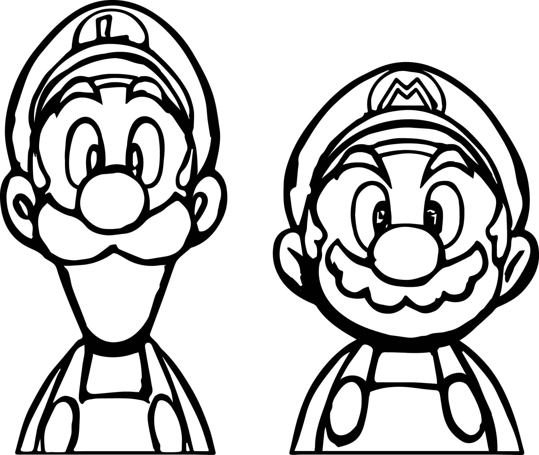Desenho De mário e Luigi Fofos Para Colorir