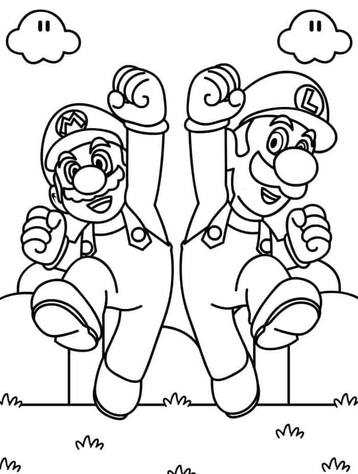 Desenho De mário e Luigi incríveis Para Colorir