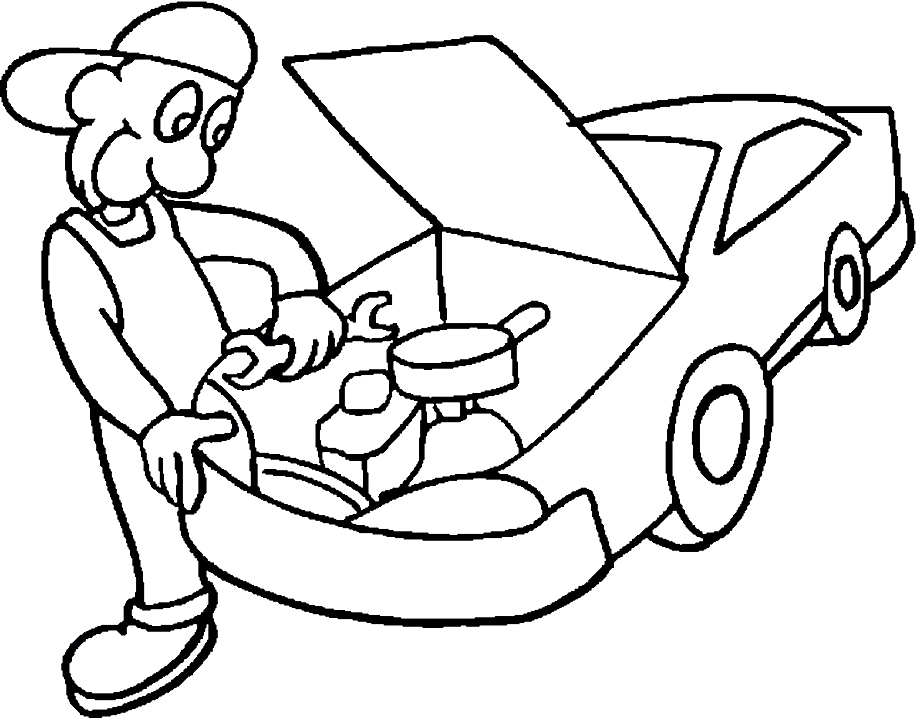 Desenho De mecânico engraçado Para Colorir