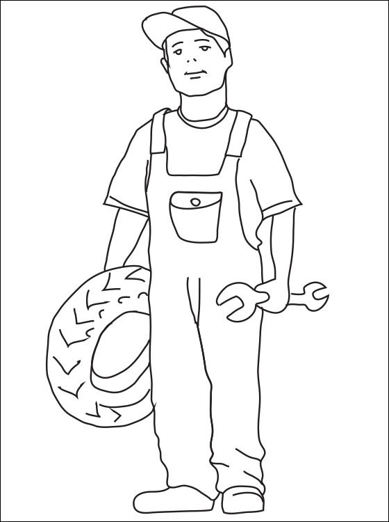 Desenho De mecânico Imprimivel grátis Para crianças Para Colorir
