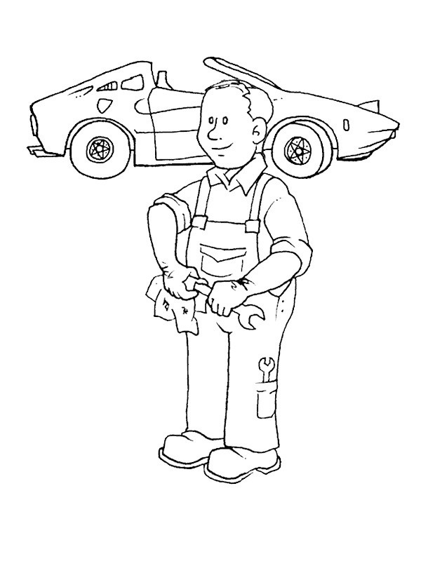 Desenho De mecânico Imprimivel grátis Para Colorir