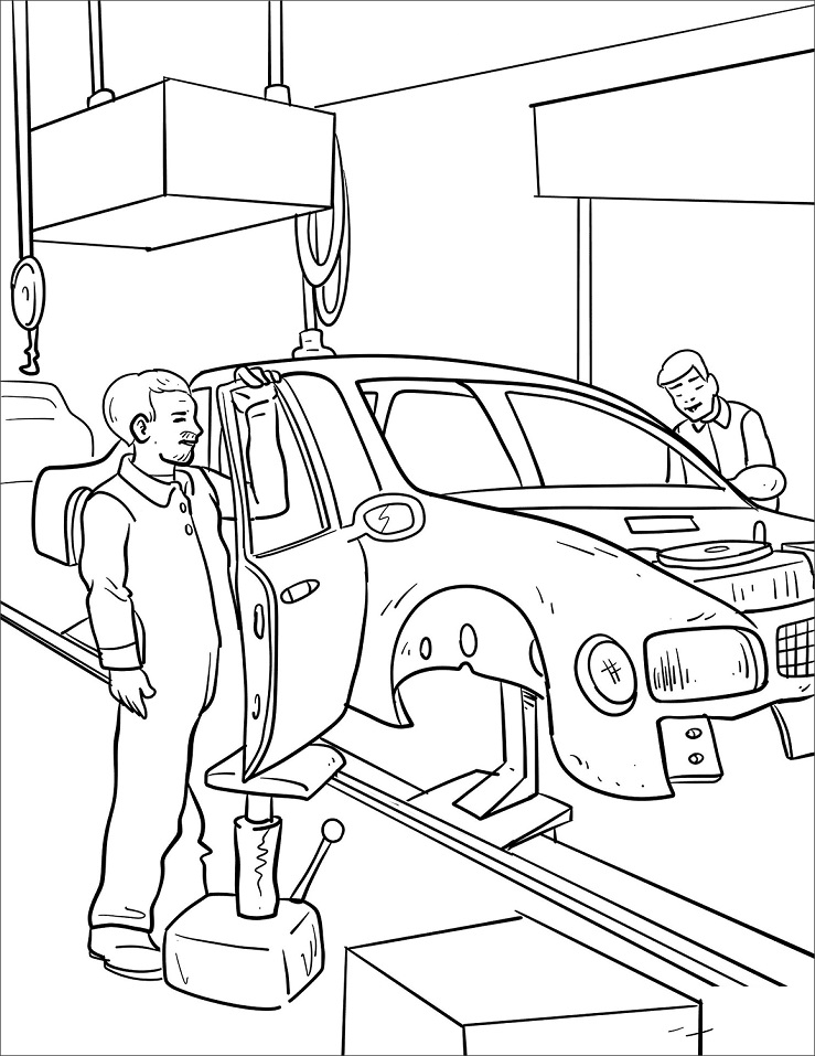 Desenho De mecânico Imprimivel Para crianças Para Colorir
