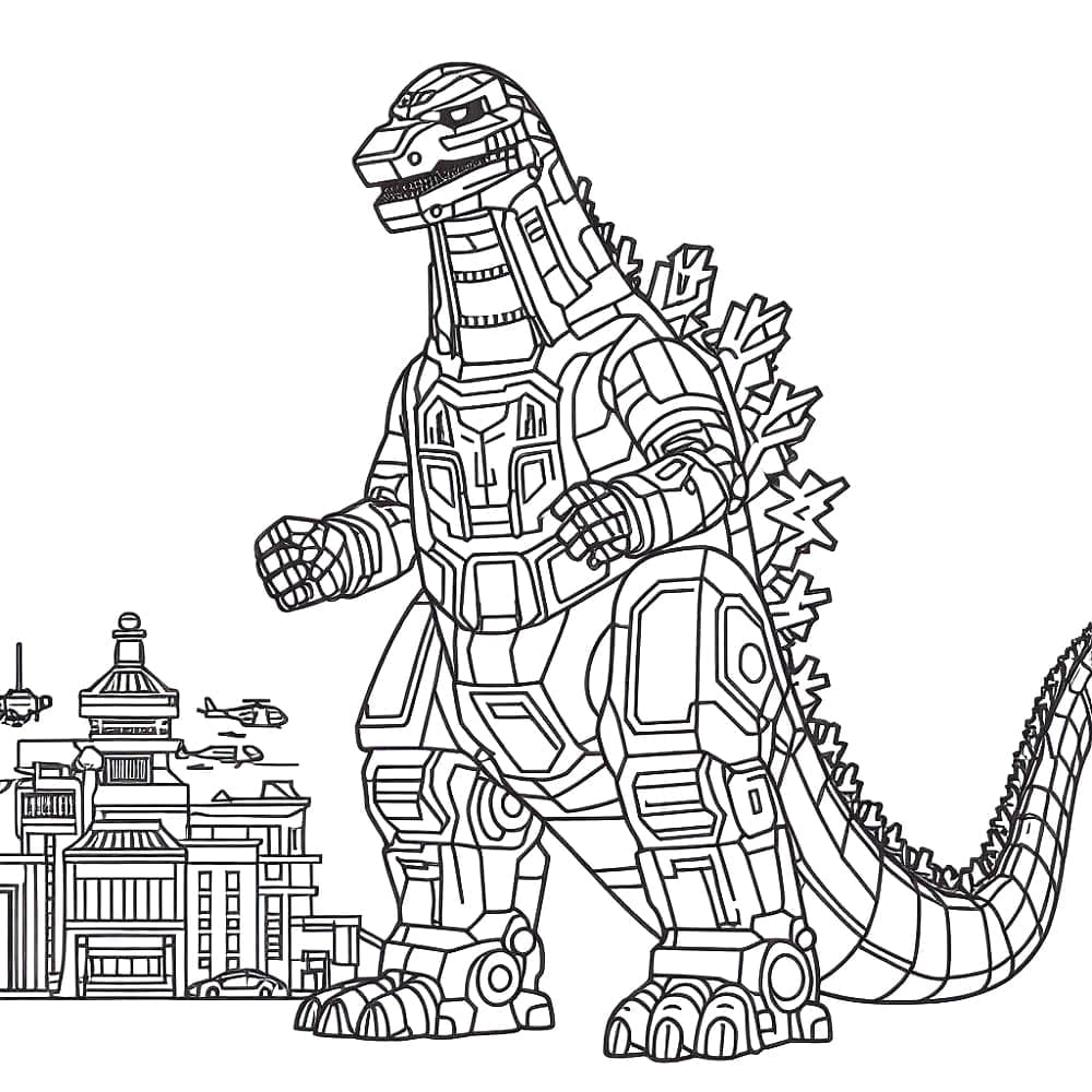 Desenho De Mechagodzilla Imprimivel grátis Para crianças Para Colorir