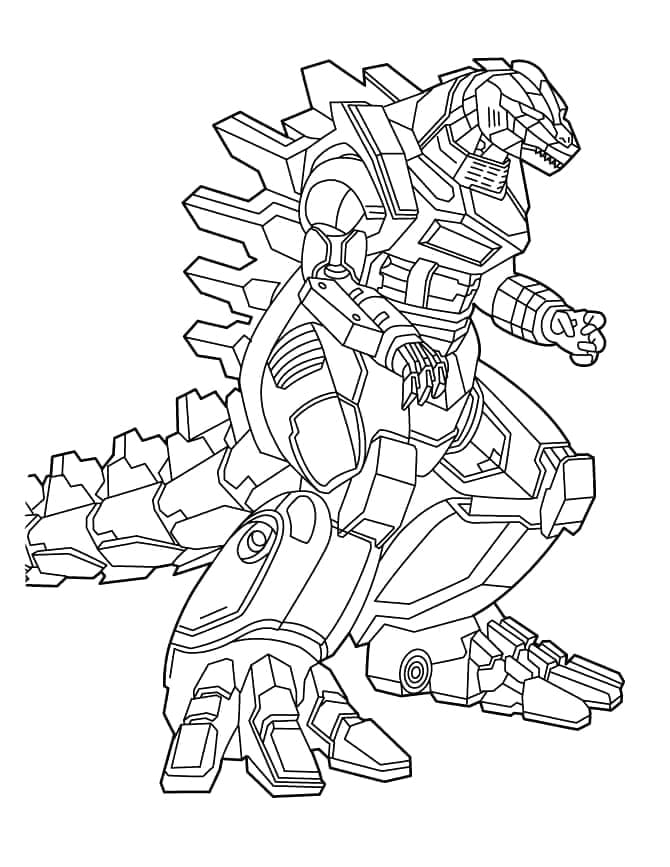 Desenho De Mechagodzilla Para crianças De 4 Ano Para Colorir