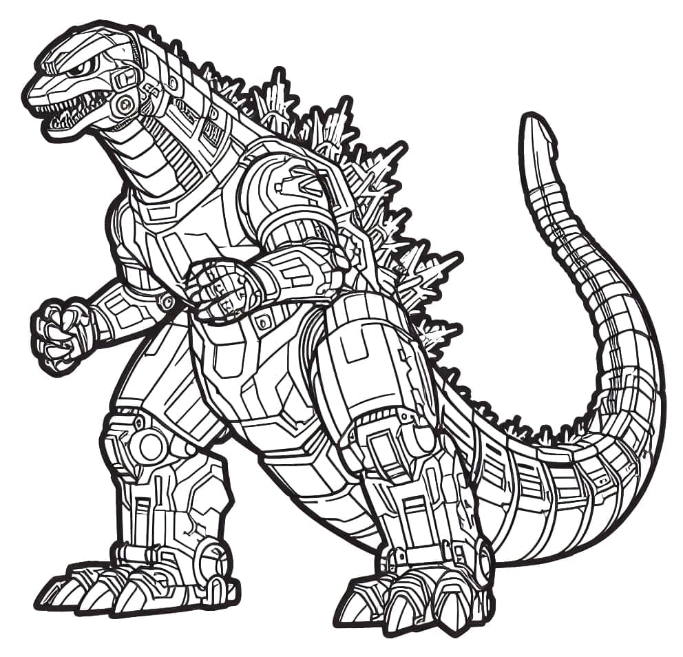 Desenho incrível De Mechagodzilla Para Imprimir Em Pdf e Colorir