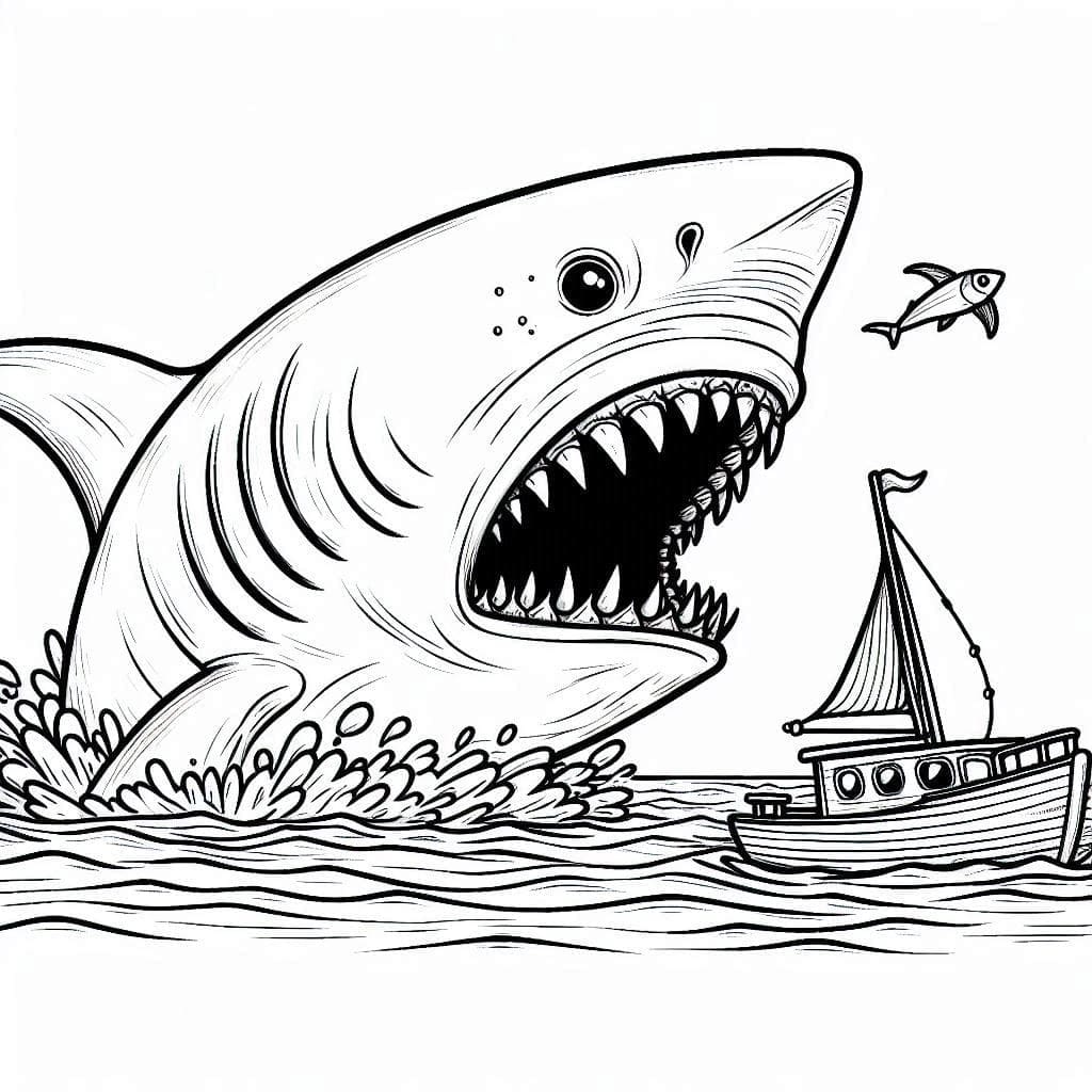 Desenho De Megalodon Imprimivel grátis Para crianças Para Colorir