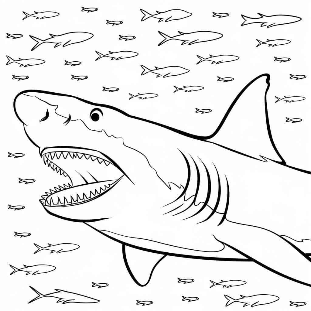 Desenho De Megalodon Imprimivel Para crianças Para Colorir