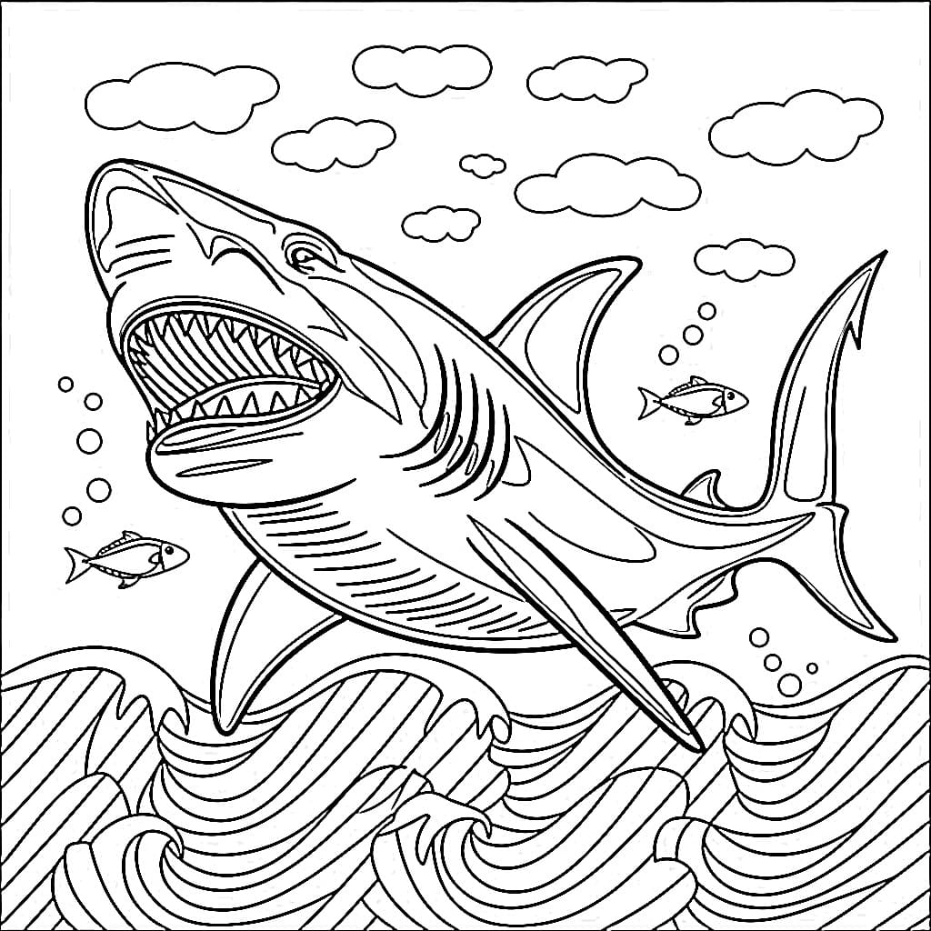 Desenho De tubarão Megalodon Para Colorir