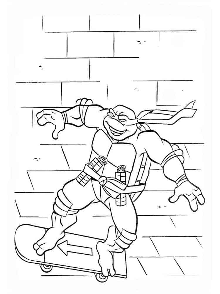 Desenho De Michelangelo Tartarugas Ninjas No Skate Para Colorir