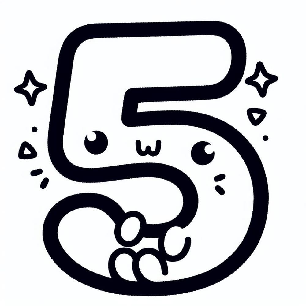 Desenho De adorável número 5 Para Colorir