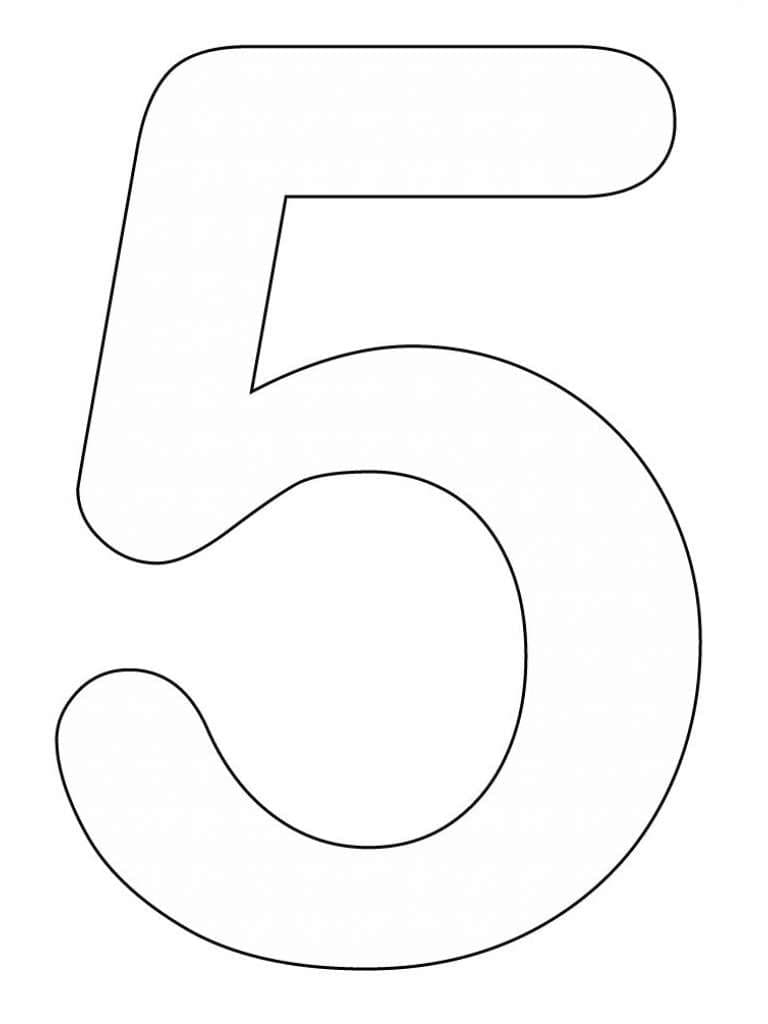 Desenho De número 5 fácil Para Colorir