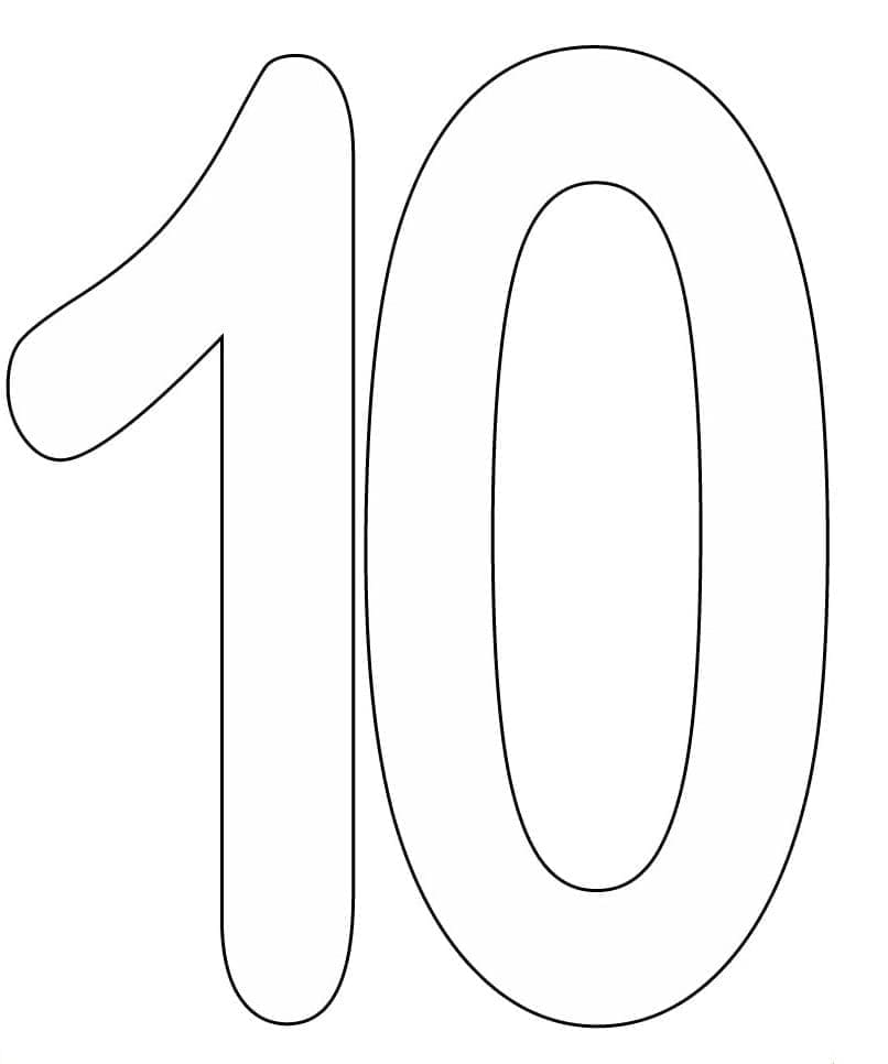 Desenho De número 10 fácil Para Colorir