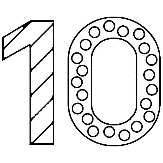 Desenho De número 10 grátis Para crianças Para Colorir
