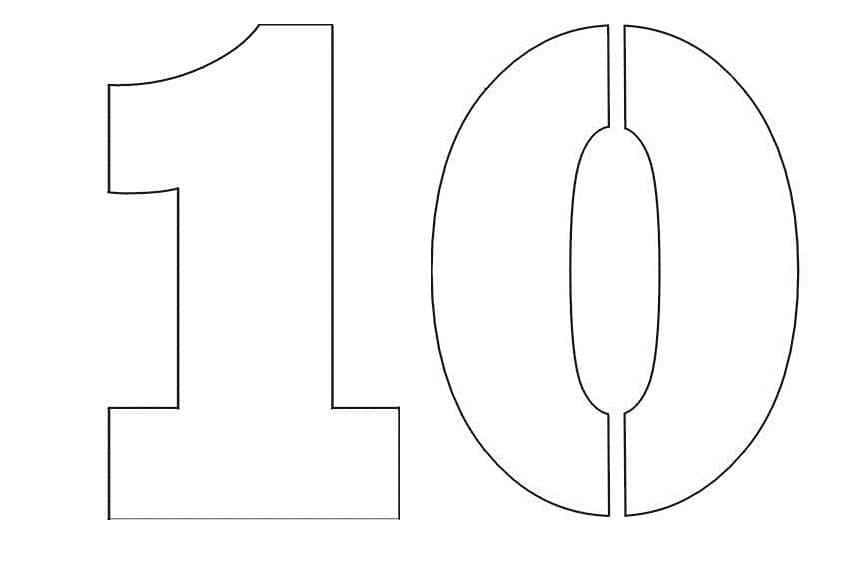 Desenho De número 10 Simples Para Colorir
