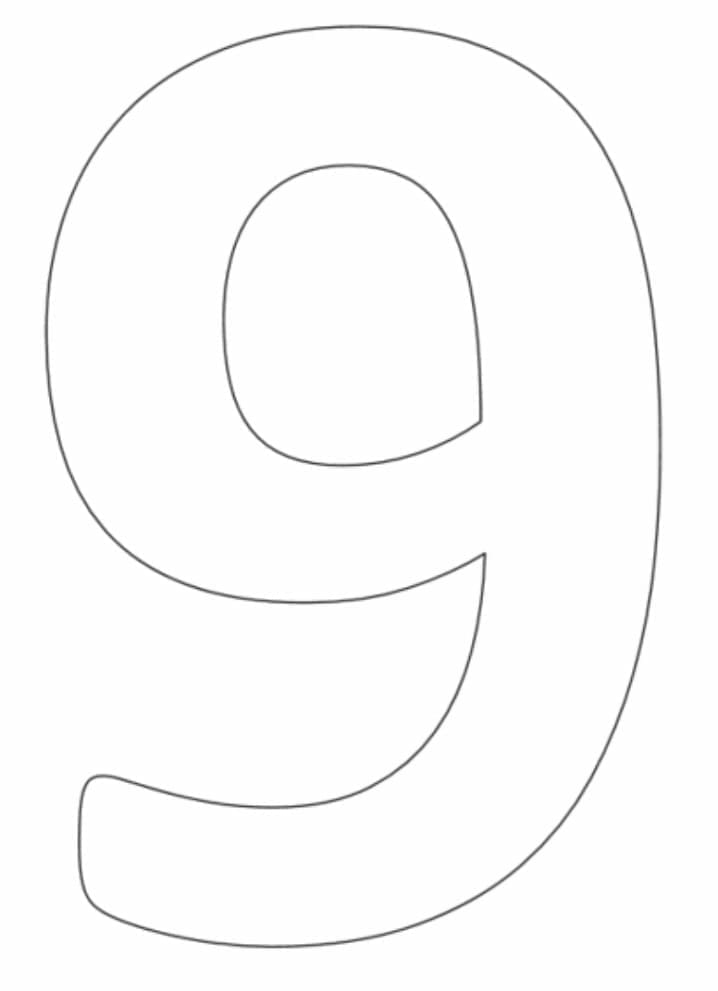 Desenho De número 9 fácil Para Colorir