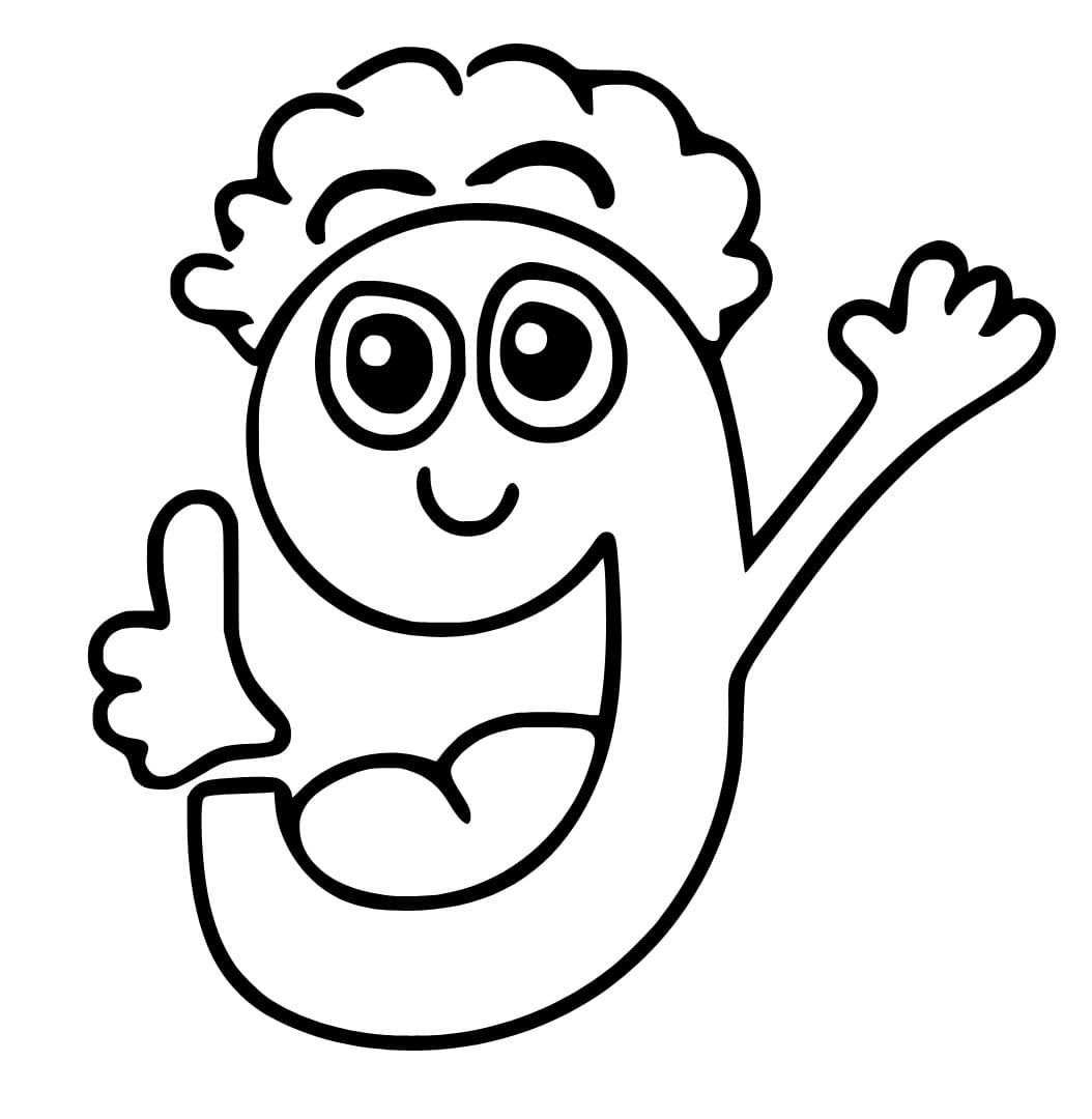 Desenho De número 9 Fofo Para Colorir