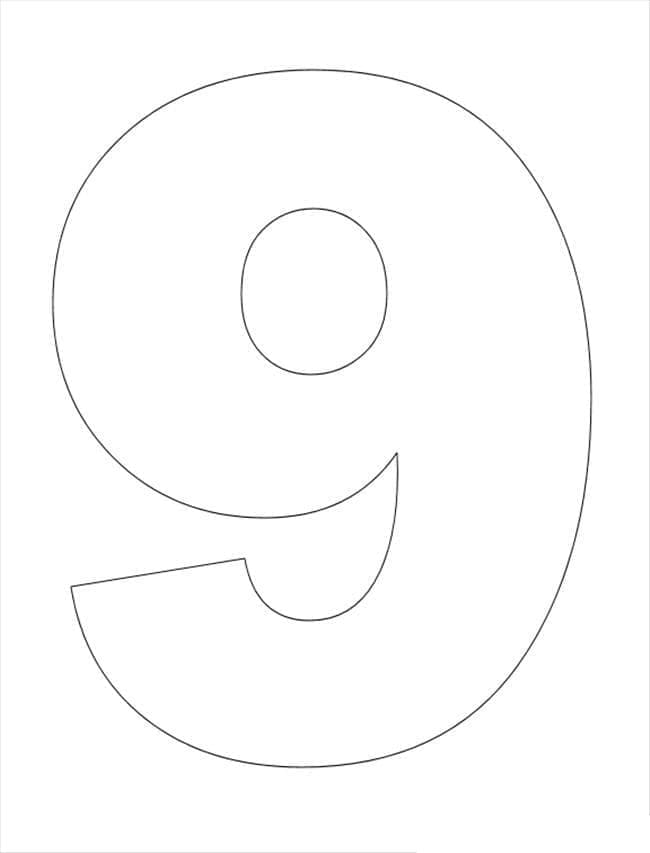 Desenho De número 9 grátis Para crianças Para Colorir