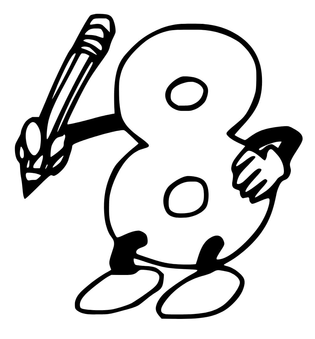 Desenho De número 8 Com lápis Para Colorir