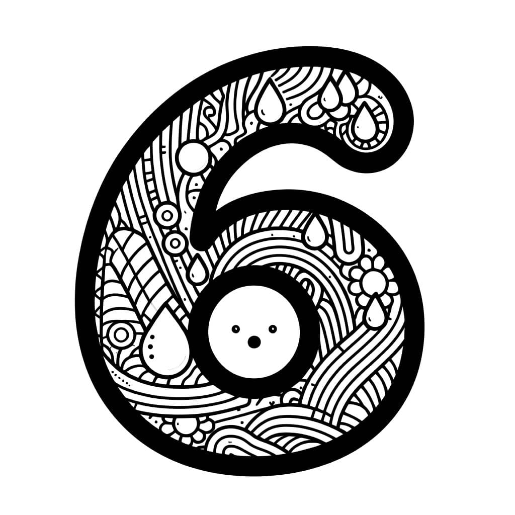 Desenho De padrão De Mandala número 6 Para Colorir