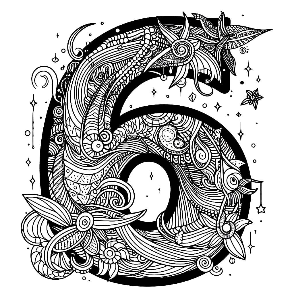 Número Seis para Colorir