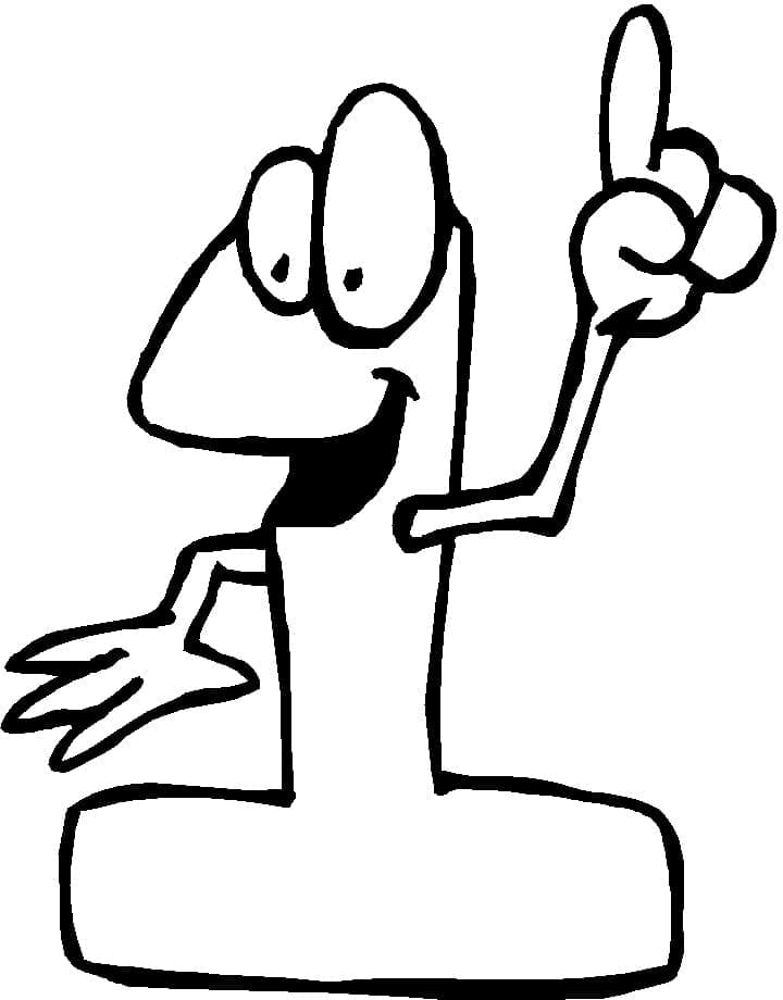 Desenho De número 1 engraçado Para Colorir