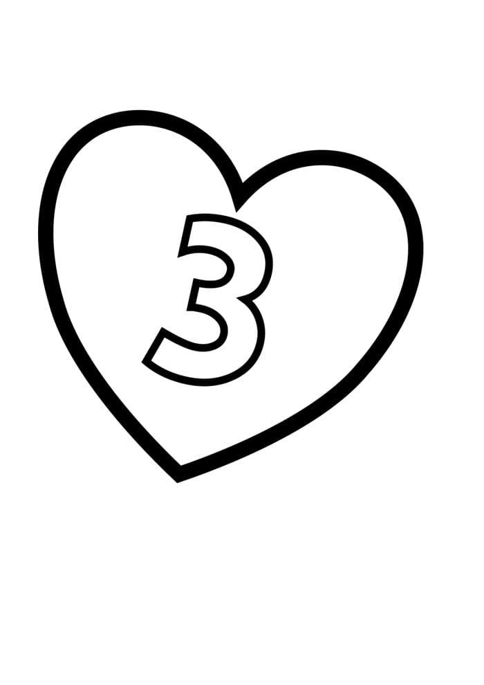 Desenho De número 3 Ilustrado Para Colorir