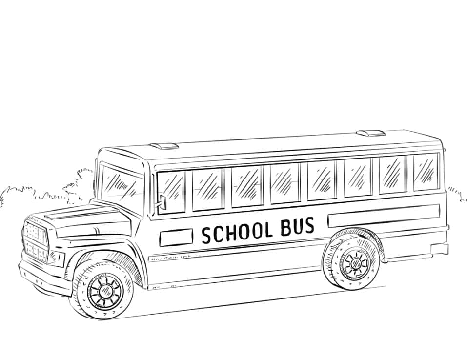 Desenho De Ônibus Escolar clássico Para Colorir