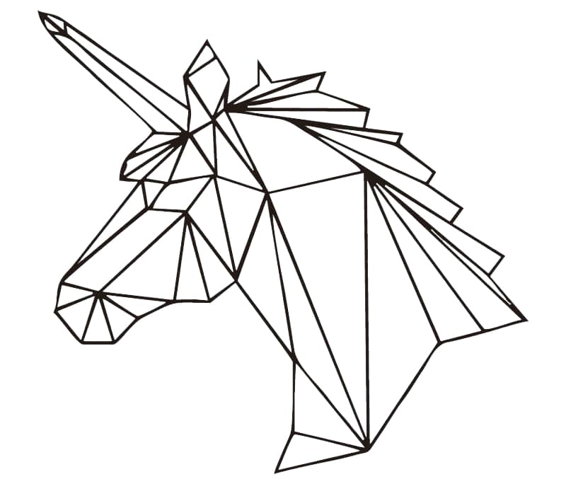 Desenho De unicórnio De Origami Para Colorir