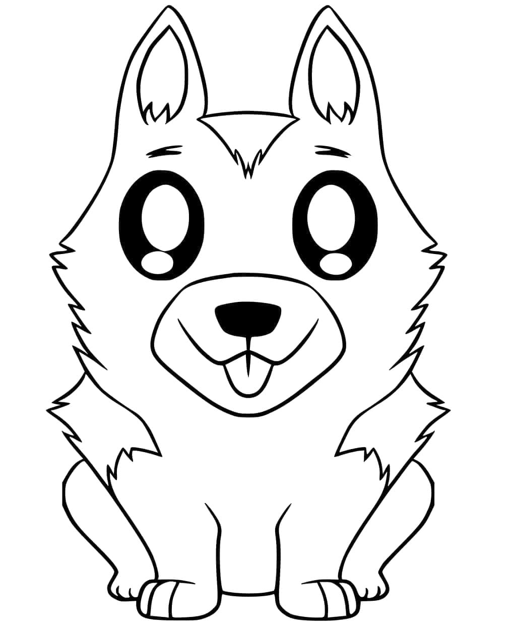 Desenho De adorável Pastor alemão Para Colorir