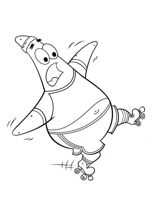 Desenho De Patrick estrelá Em Patins Para Colorir