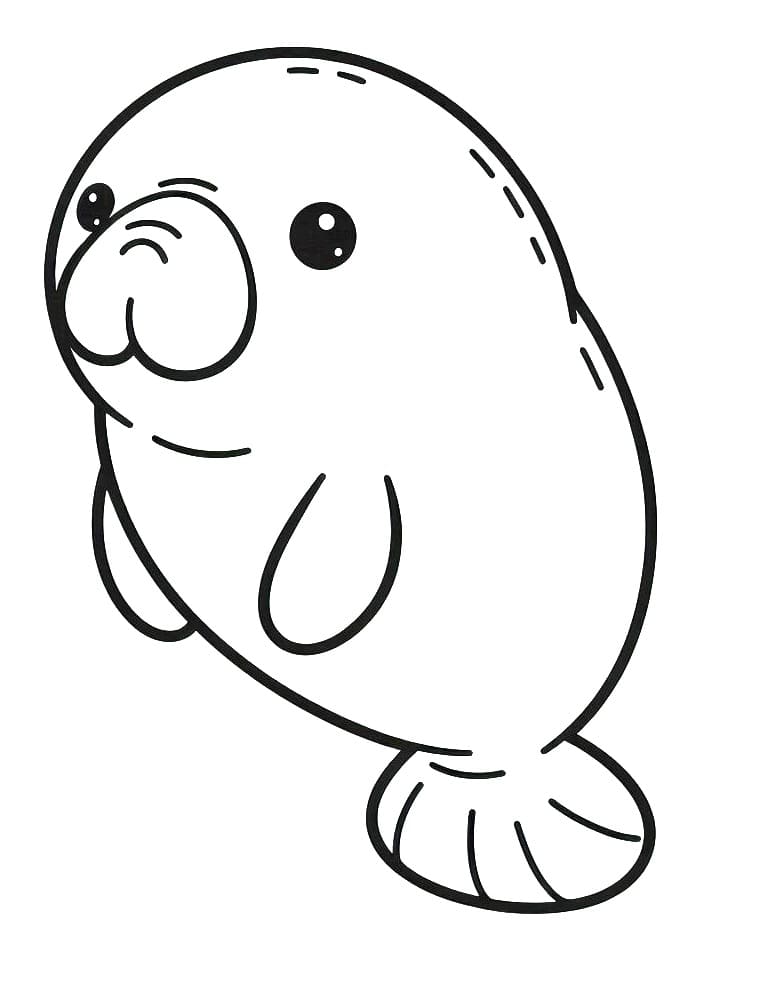 Desenho De Um Peixe Boi Muito Fofo Para Colorir