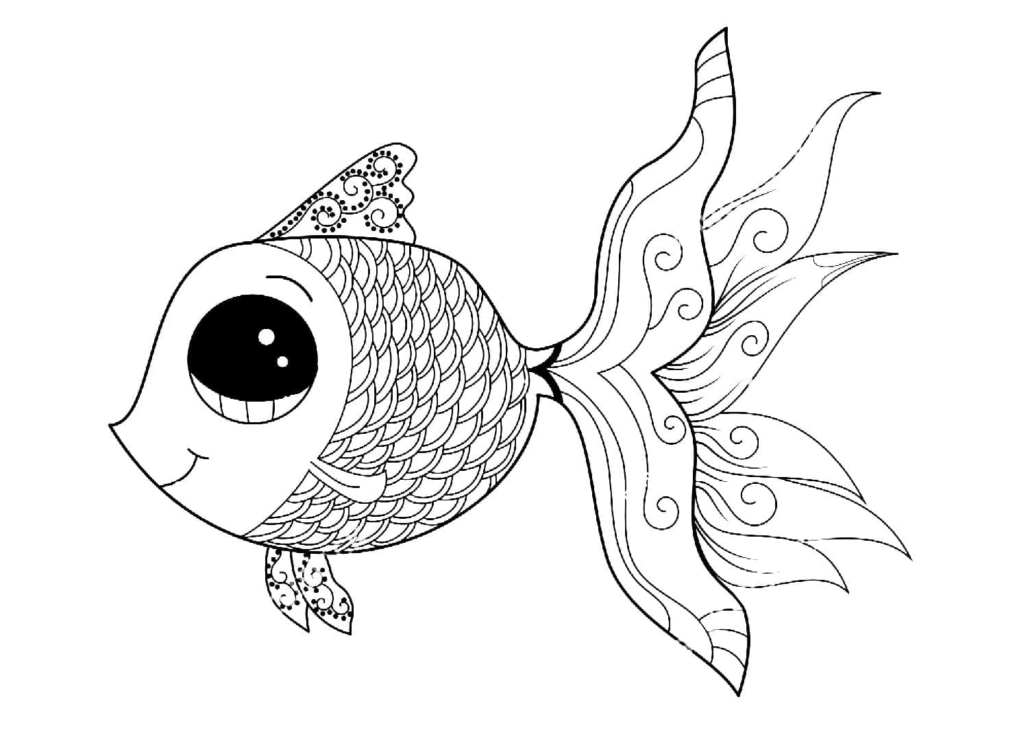 Desenho De Peixe Dourado 1 Para Colorir