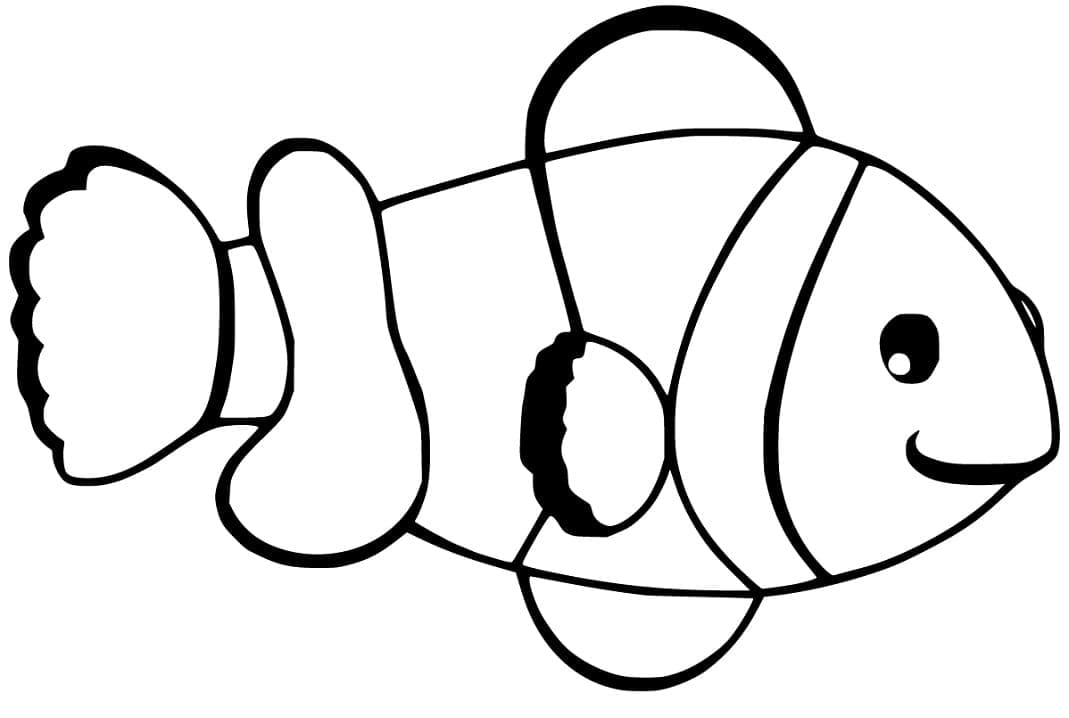 Desenho De Peixe palhaço Sorridente Para Colorir
