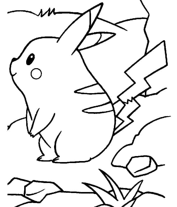 Desenho De Pequeno Pikachu Para Colorir