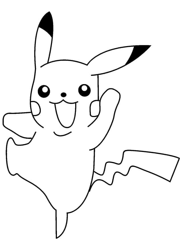 Desenho De Pikachu Alegre Para Colorir