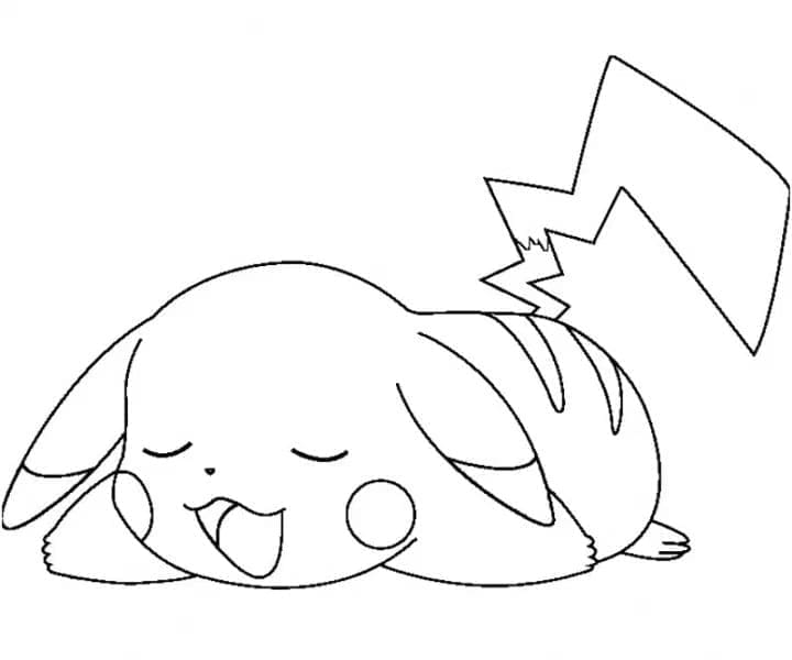 Desenho De Pikachu Dormindo Para Colorir