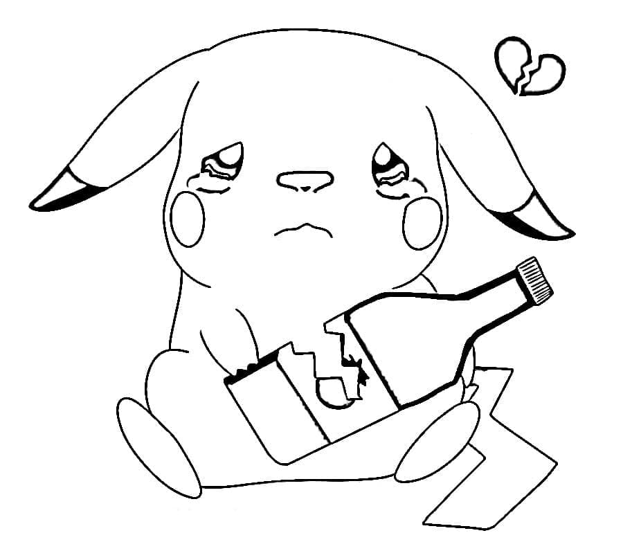Desenho De Pikachu Triste Para Colorir