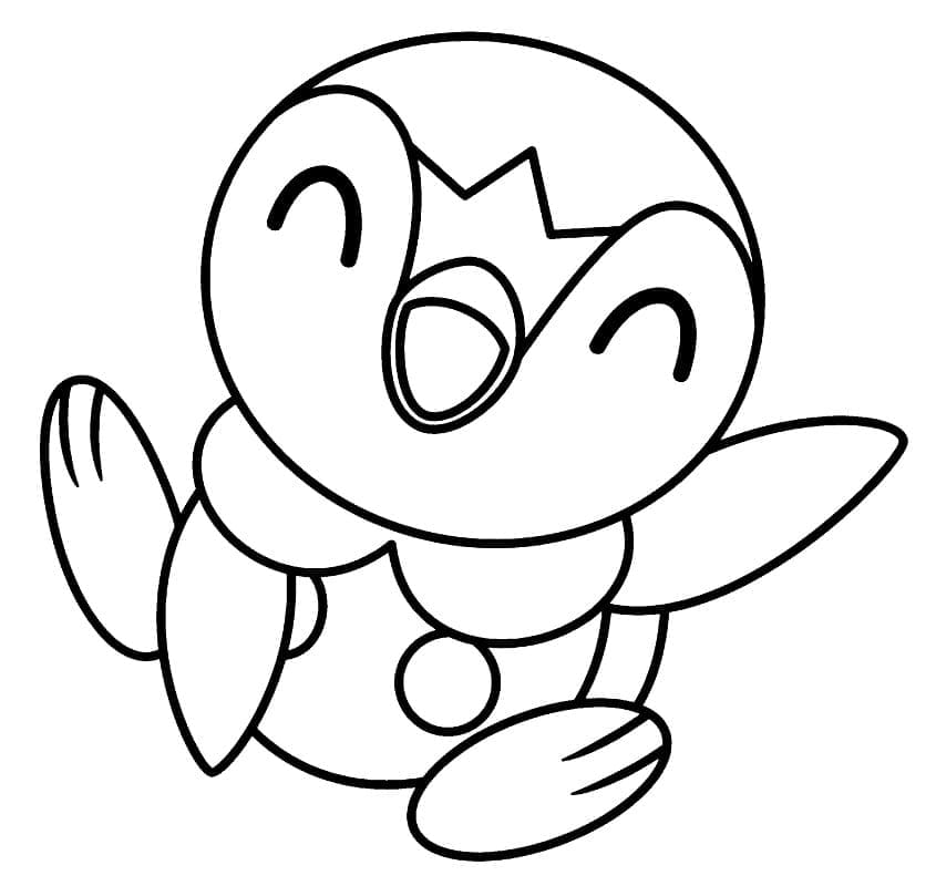 Desenho De Piplup Feliz Para Colorir