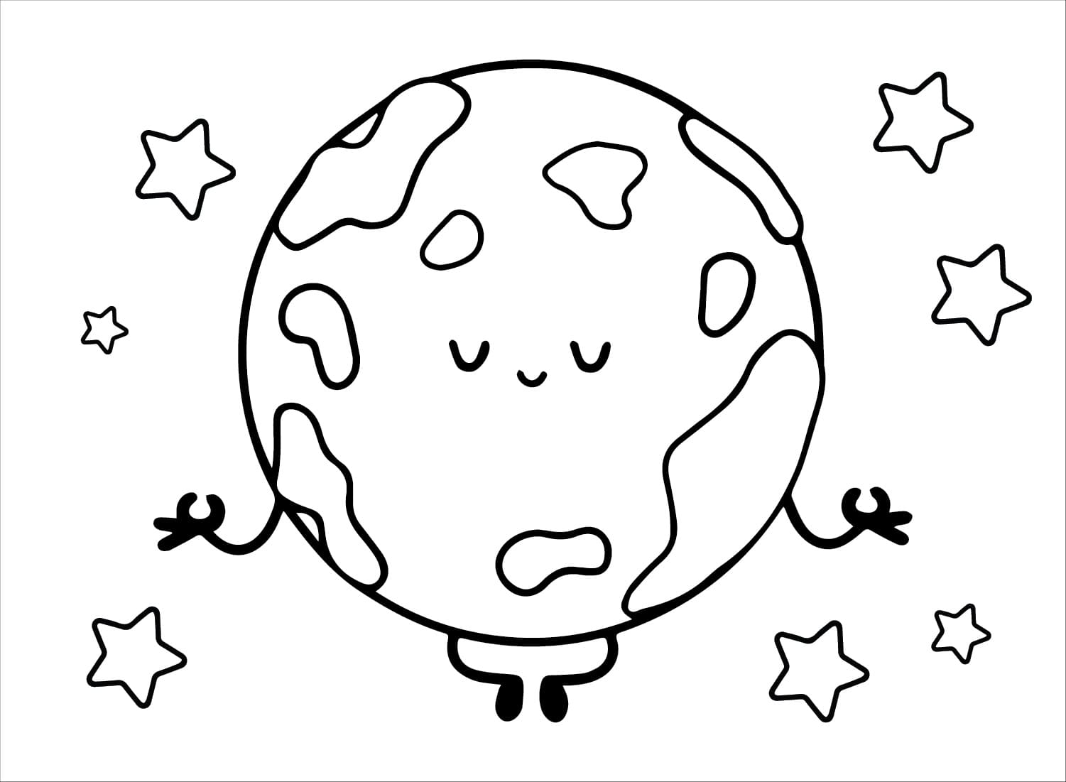 Desenho De Lindo Planeta Marte Para Colorir