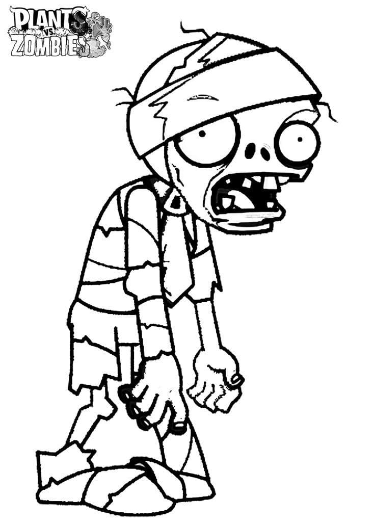 Desenho De Zumbi múmia De Plants Vs Zombies Para Colorir