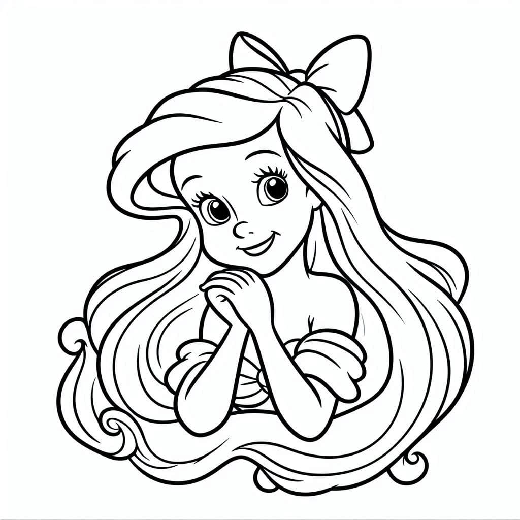 Desenho De adorável Princesa Ariel Para Colorir