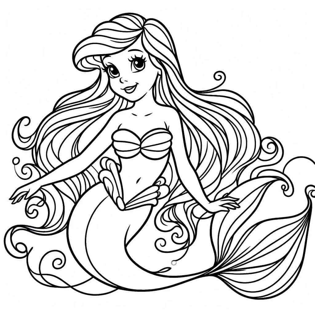 Desenho De Ariel Imprimivel Para Colorir