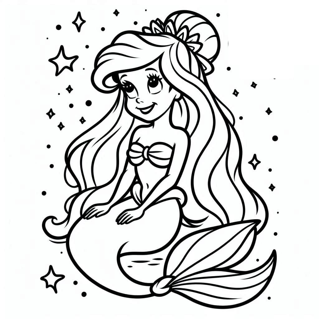 Desenho De Ariel está Feliz Para Colorir