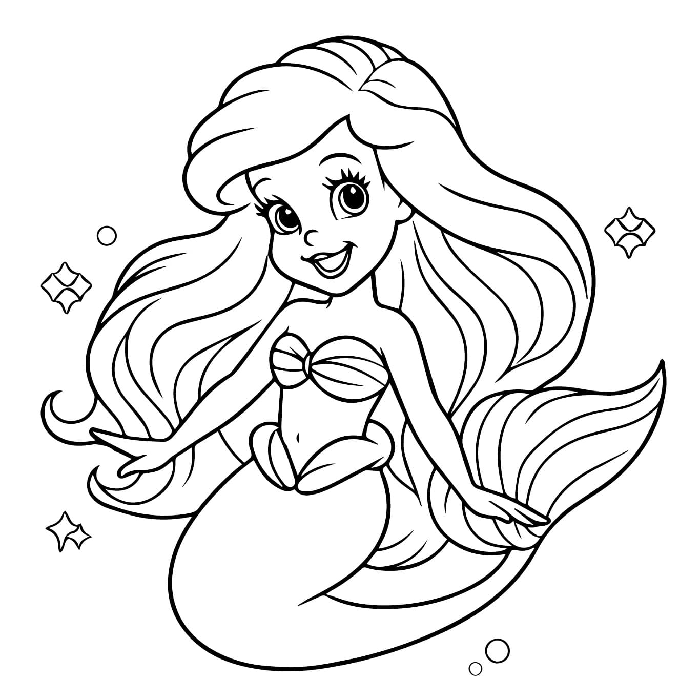 Desenho De Ariel está Sorrindo Para Colorir